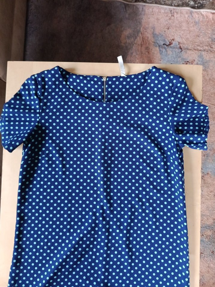 Mavi Puantiyeli Kısa Kollu elbise - Görsel 2