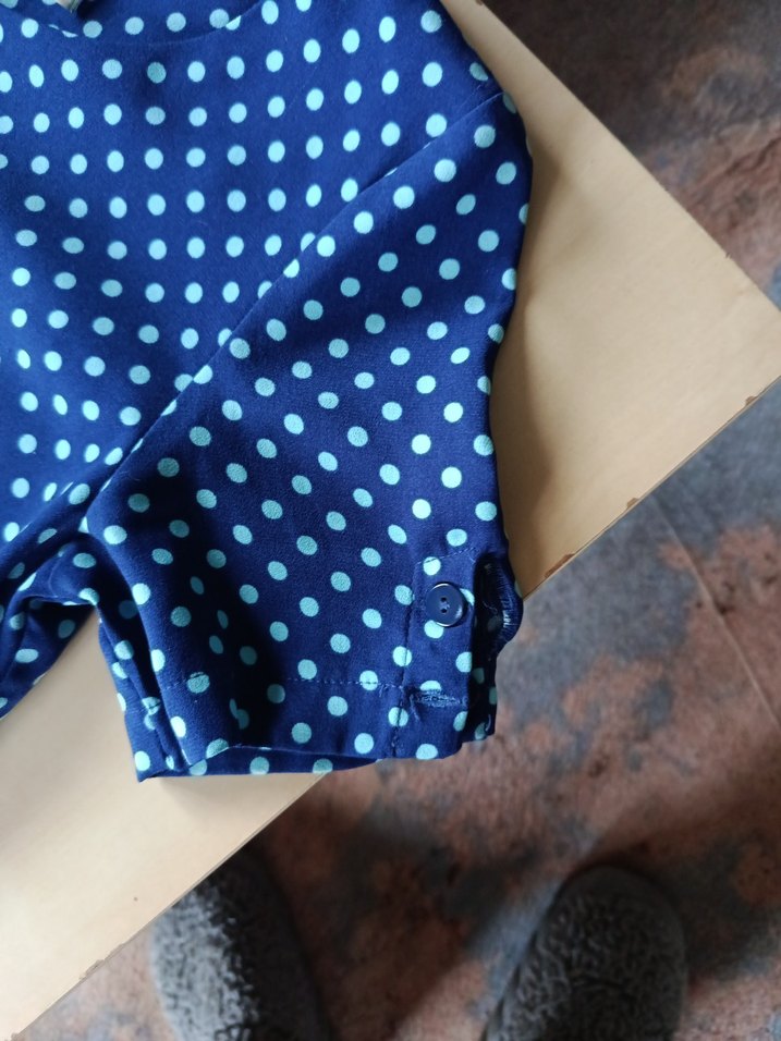 Mavi Puantiyeli Kısa Kollu elbise - Görsel 3