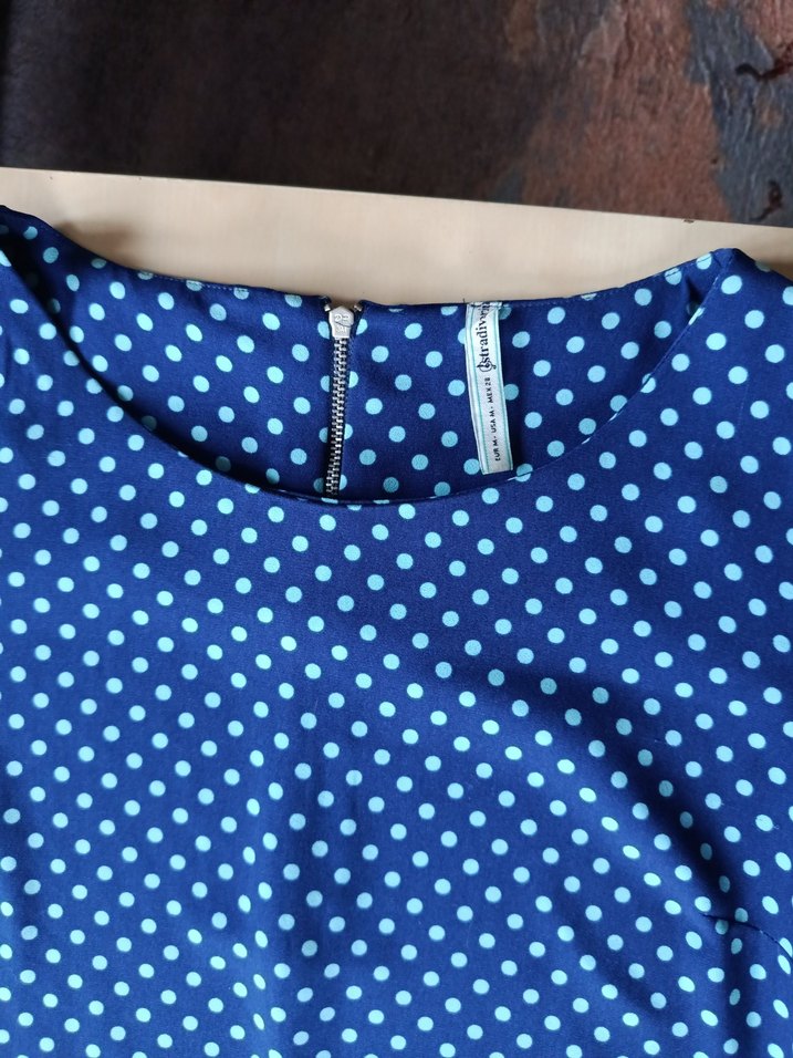 Mavi Puantiyeli Kısa Kollu elbise - Görsel 5