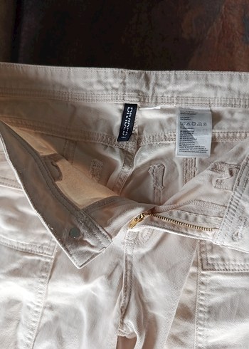 Bej Keten İspanyol paça Uzun Kadın Pantolon - Görsel 3