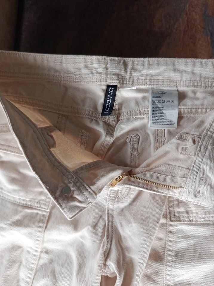 Bej Keten İspanyol paça Uzun Kadın Pantolon - Görsel 3