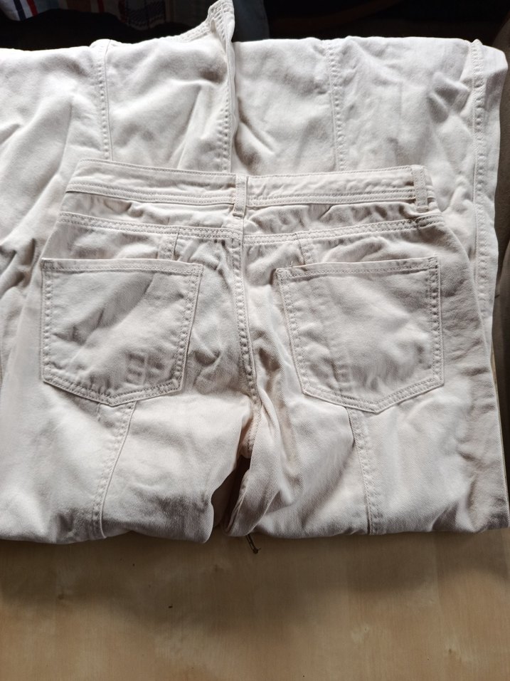 Bej Keten İspanyol paça Uzun Kadın Pantolon - Görsel 4