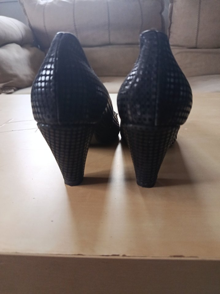 Parlak Siyah Yılan Desenli Stiletto Topuklu - Görsel 4