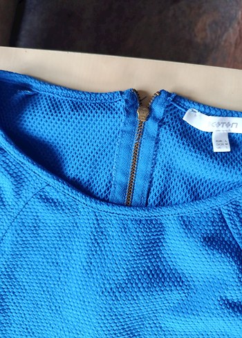 Mavi Kolsuz Midi Kalem Elbise - Görsel 3