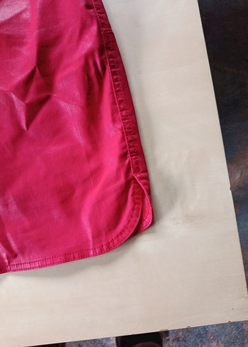 Düğmeli kirmizi Mini Etek - Görsel 5