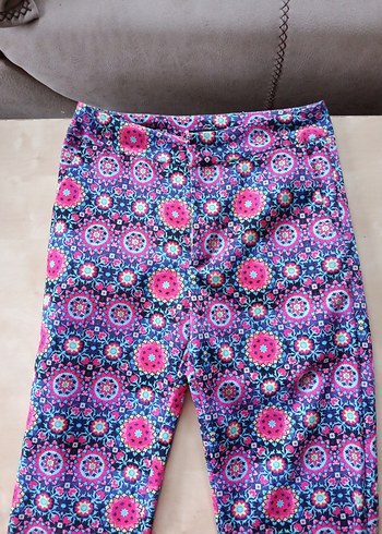 Renkli Bohem Düğmeli Kadın Kumaş Pantolon - Görsel 6