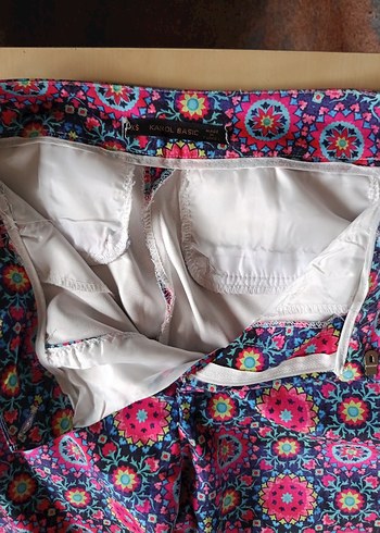 Renkli Bohem Düğmeli Kadın Kumaş Pantolon - Görsel 4