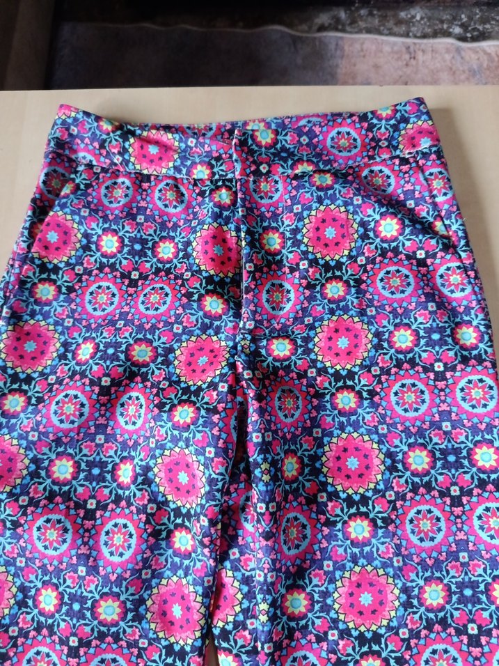 Renkli Bohem Düğmeli Kadın Kumaş Pantolon - Görsel 5