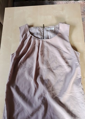 Bej Kolsuz Midi elbise - Görsel 2