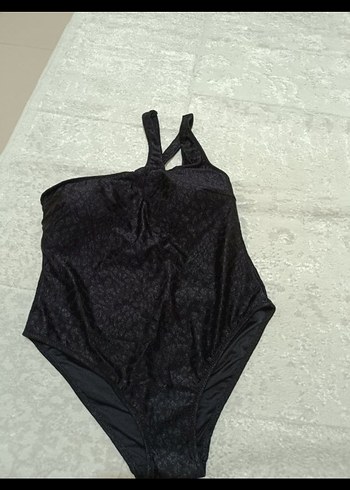 Siyah Drapeli Strappy Kadın Mayo