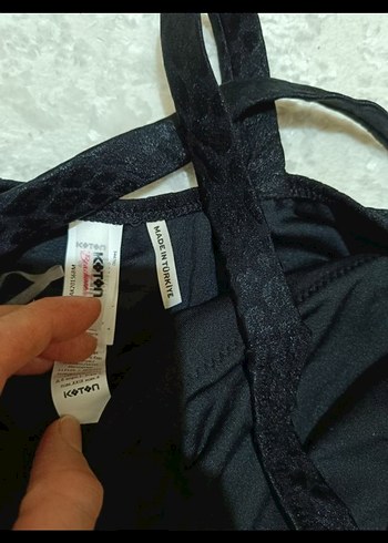 l Beden Siyah Drapeli Strappy Kadın Mayo