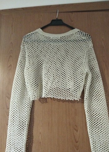 pull&bear Bej Örgü Kadın Midi Kazak - Görsel 5