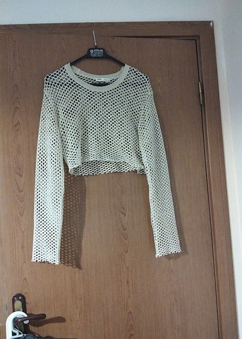 pull&bear Bej Örgü Kadın Midi Kazak - Görsel 6