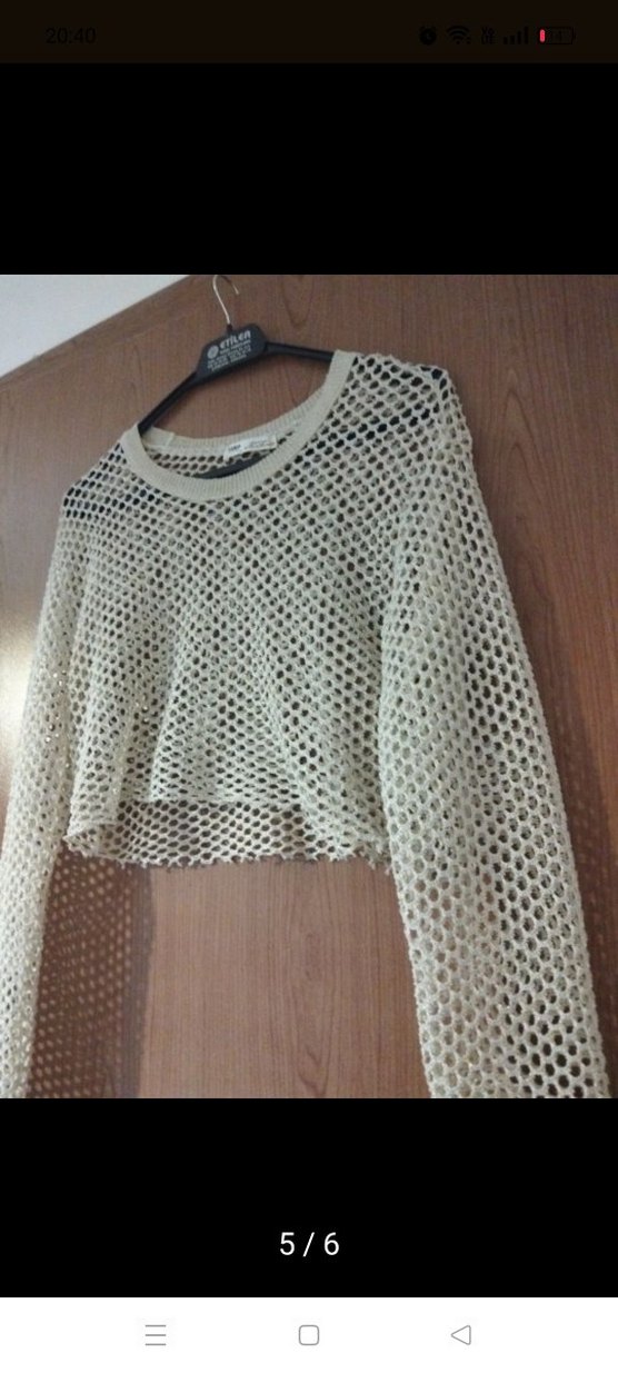 pull&bear Bej Örgü Kadın Midi Kazak - Görsel 3