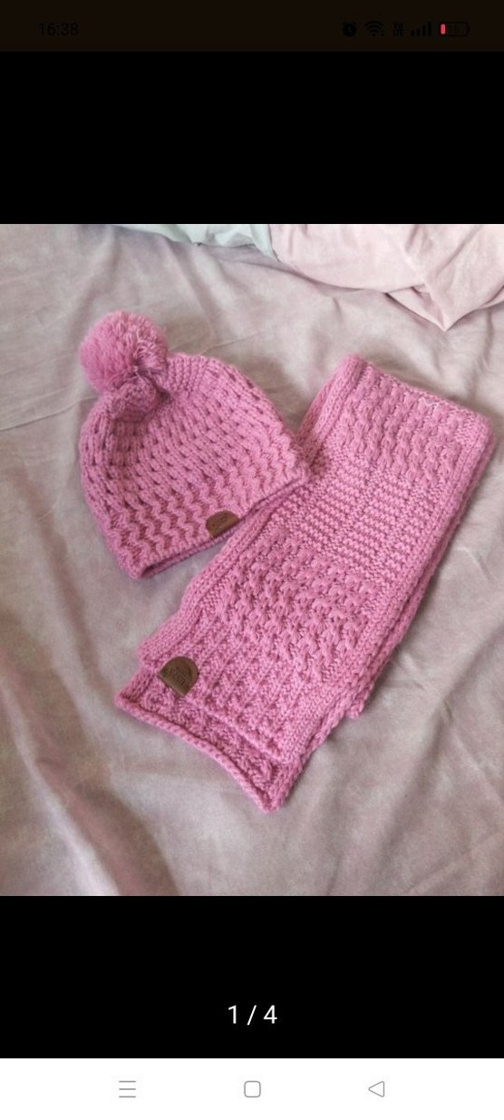 Pembe Örgü Çocuk Bere ve Atkı Seti - Görsel 5
