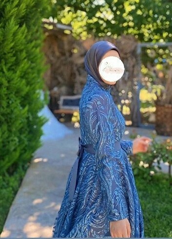 Diğer Tesettür prenses indigo kiralık abiye