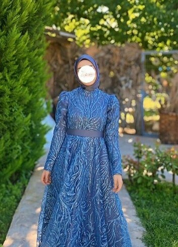38 Beden Tesettür prenses indigo kiralık abiye