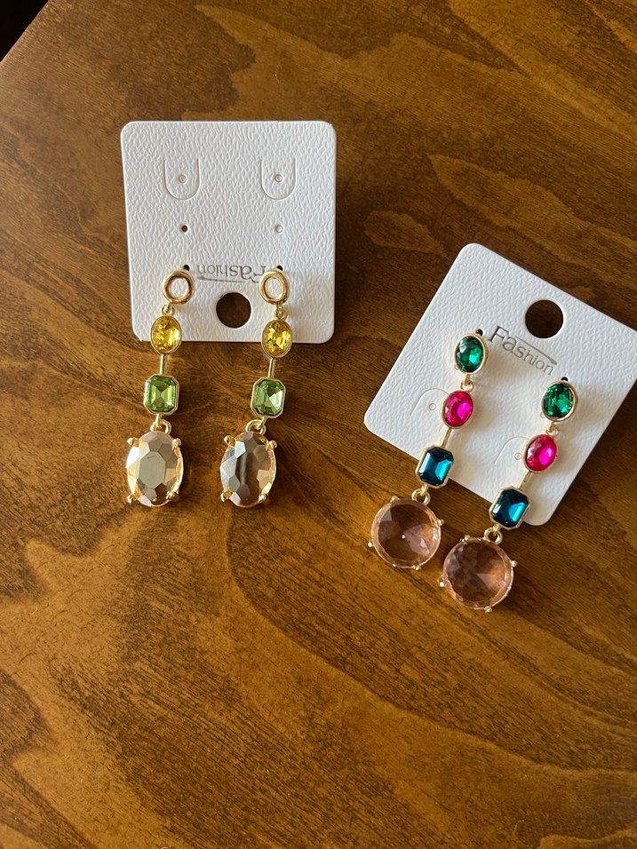 Renkli Taşlı Midi Kadın Küpeler - Görsel 3