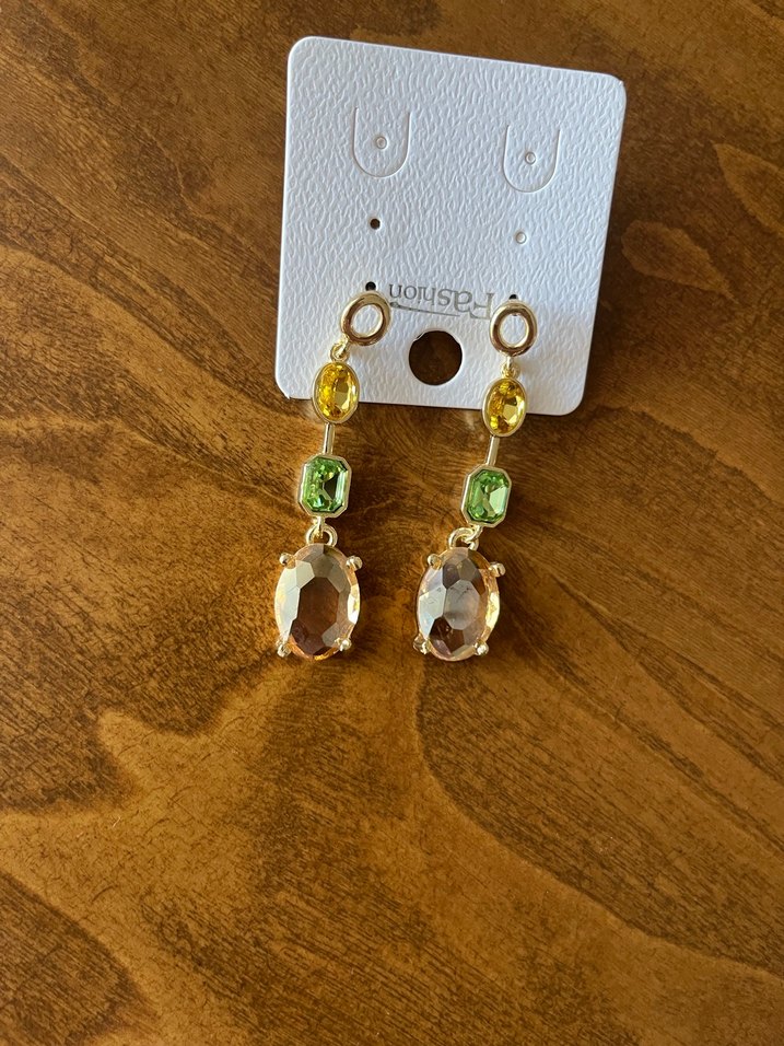 Renkli Taşlı Midi Kadın Küpeler - Görsel 2