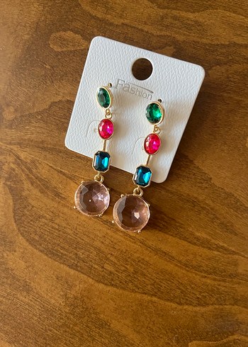 Renkli Uzun Payetli Kadın Küpeler - Görsel 2