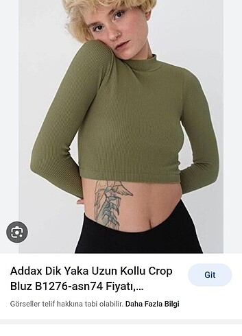 addax dik yaka uzun kollu crop yeşil