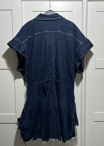 Düğmeli Kısa Kollu Lacivert Denim Ceket - Görsel 2