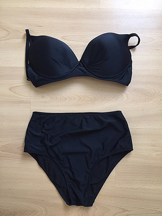 Siyah yüksek bel destekli bikini
