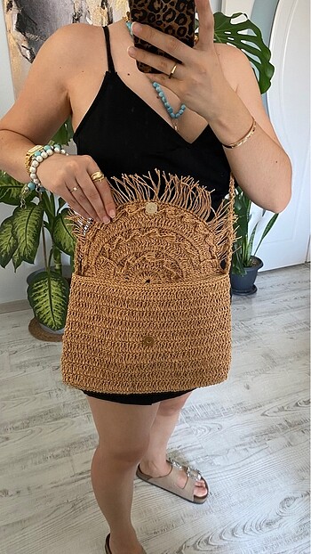 Beden camel Renk ADA Modeli ASKILI ASTARLI YAZLIK ÇANTA