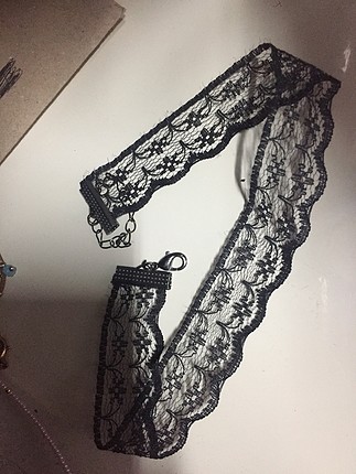 chocker tasma dantel kolye
