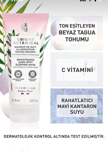 Yvesrocher bright botanical uyku maskesi - Görsel 6