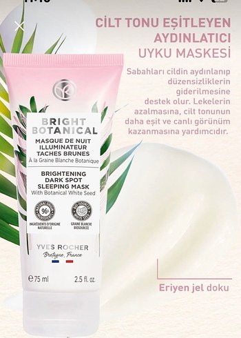 Yvesrocher bright botanical uyku maskesi - Görsel 4