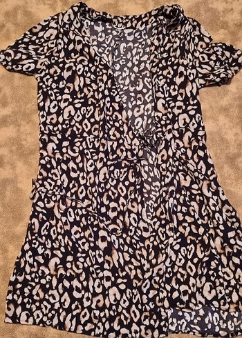 Leopar Desenli Önden Kapanan Mini Elbise - Görsel 4