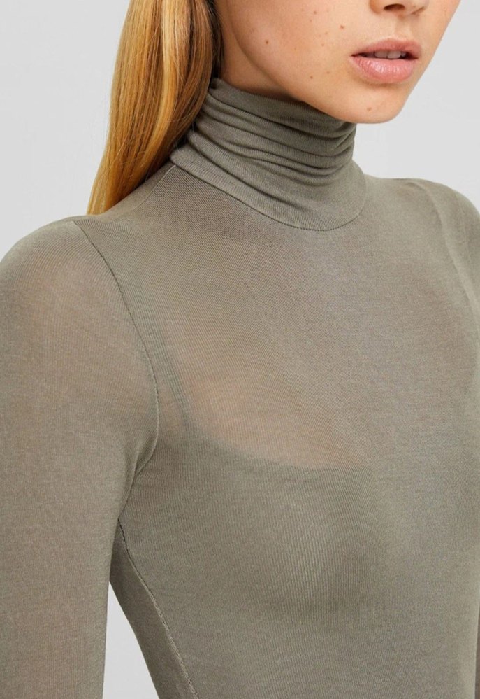 Uzun Kollu Boğazlı İnce Triko Elbise - Görsel 2