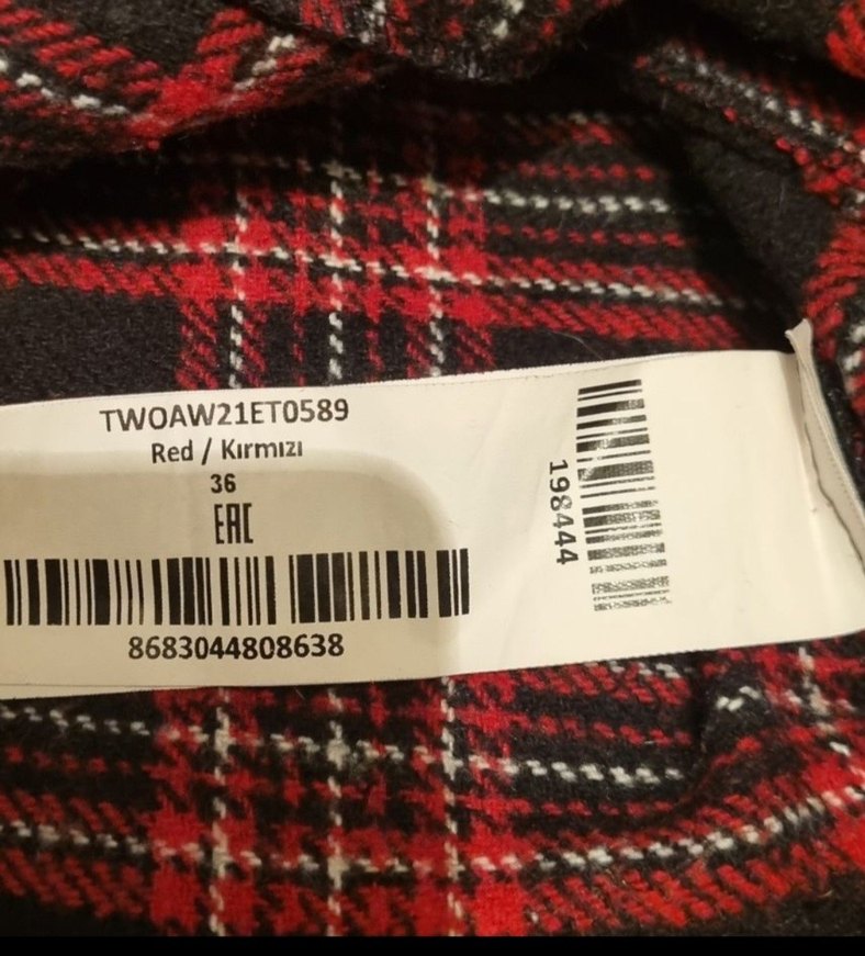 Düğmeli Kırmızı Ekose Mini Etek - Görsel 4