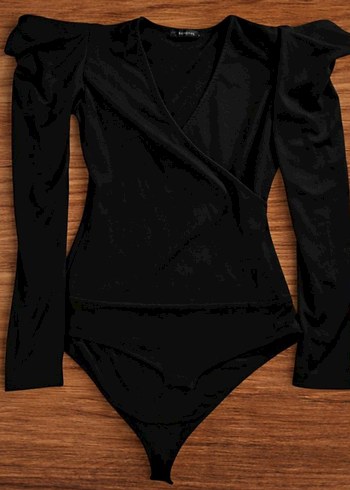 siyah kruvaze body bluz - Görsel 2