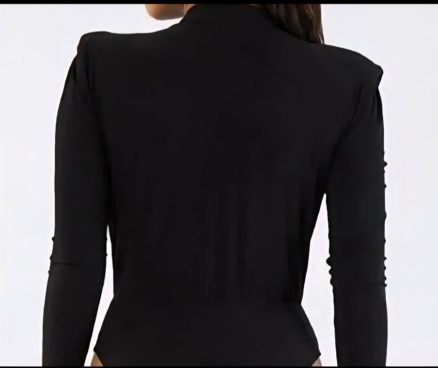 siyah kruvaze body bluz - Görsel 4