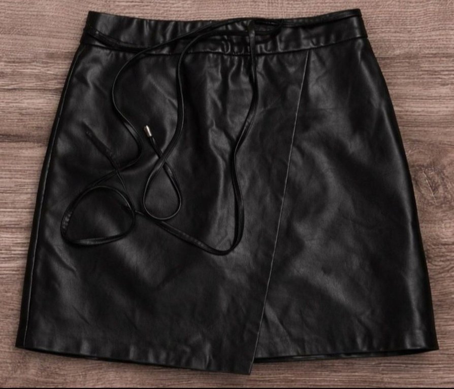 Siyah Deri Mini Etek - Görsel 2