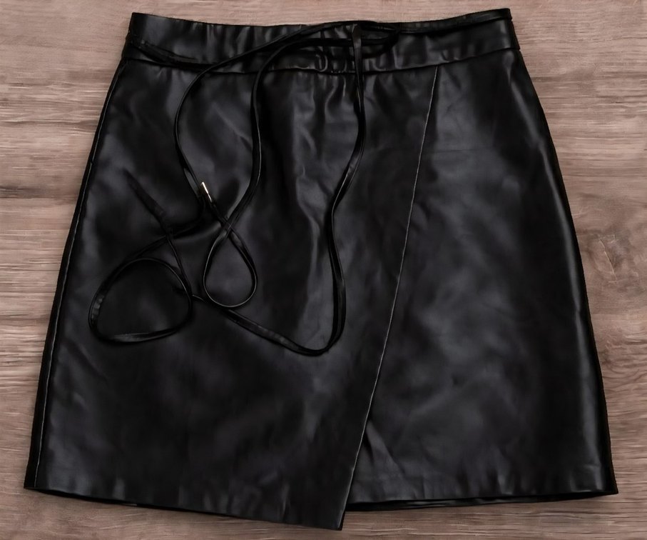 Siyah Deri Mini Etek - Görsel 4