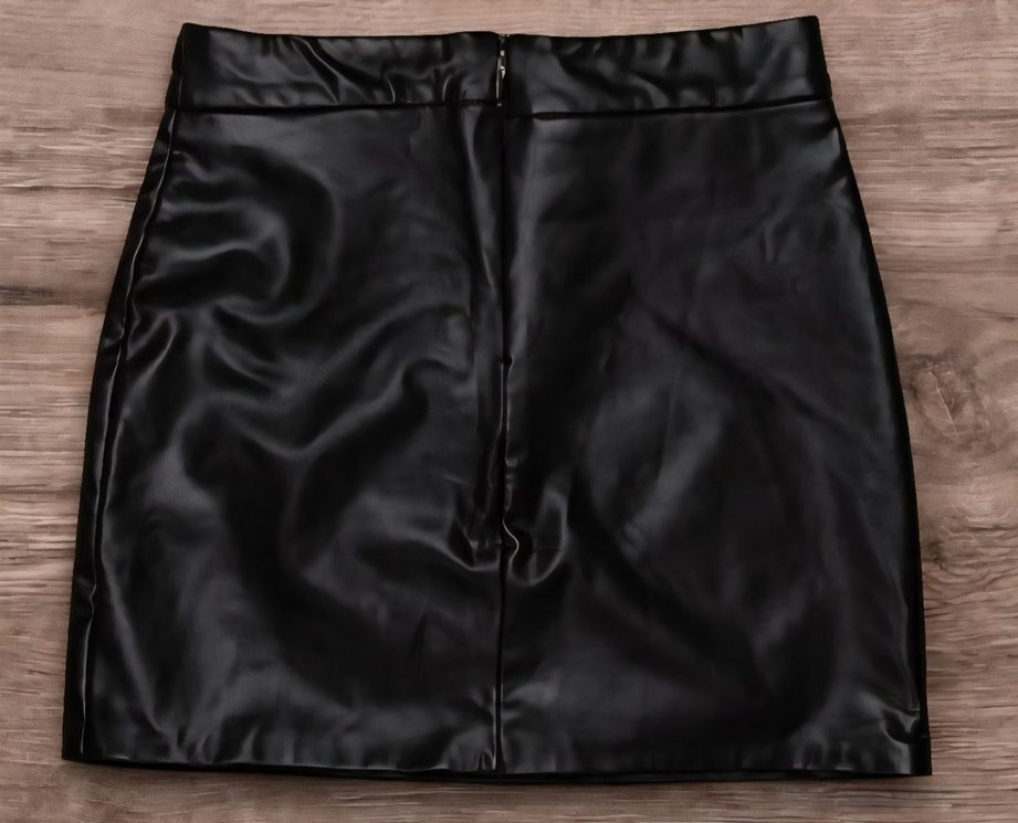Siyah Deri Mini Etek - Görsel 3