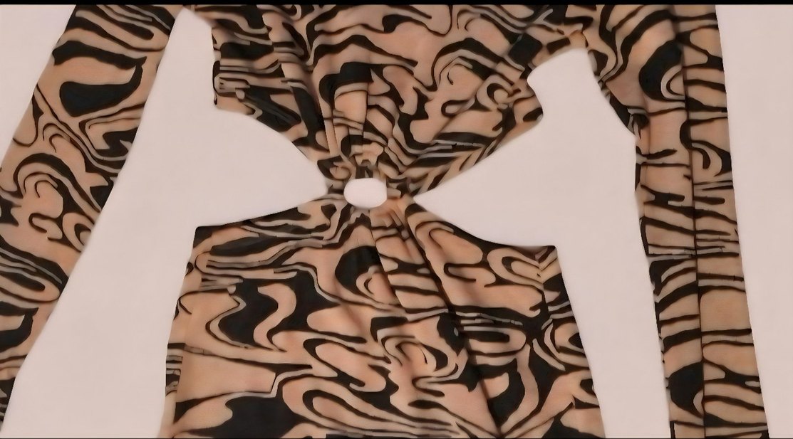 Kahverengi Zebra Desenli Mini Elbise - Görsel 3