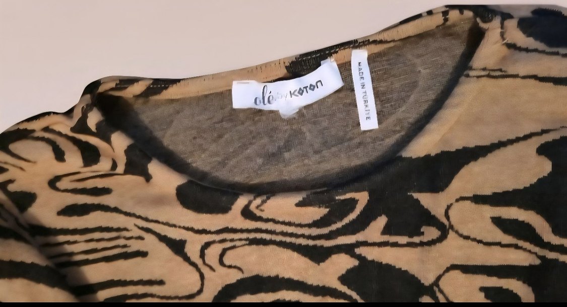 Kahverengi Zebra Desenli Mini Elbise - Görsel 5