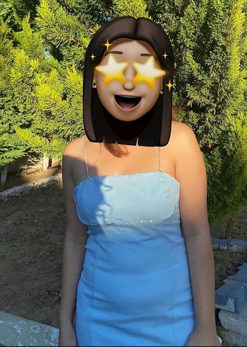 38 Beden Mavi Askılı Mini Elbise