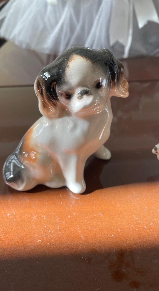 Beyaz Seramik Köpek Figürleri - Görsel 2