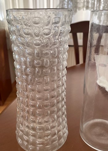 Beyaz Şeffaf Cam Vazo Seti - Görsel 2