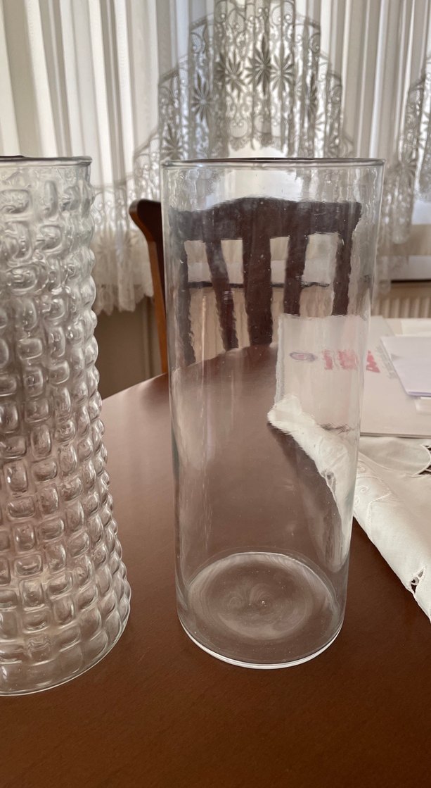 Beyaz Şeffaf Cam Vazo Seti - Görsel 3