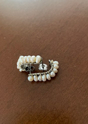 Beyaz inci Boncuklu Midi Küpe - Görsel 2