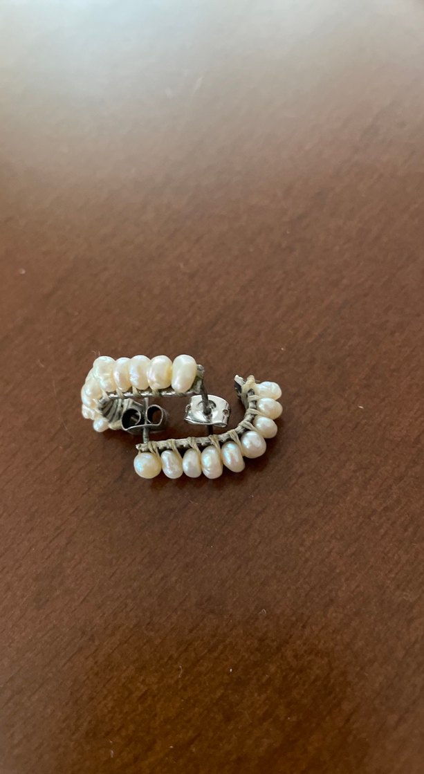 Beyaz inci Boncuklu Midi Küpe - Görsel 2