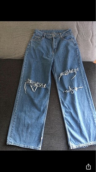 İspanyol paça yırtık jean