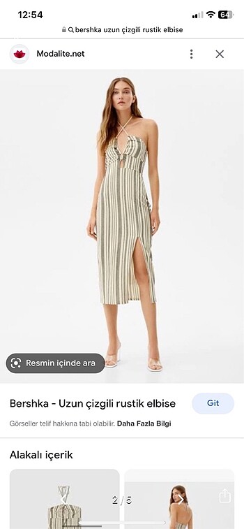 Bershka Bershka ipli çizgili elbise