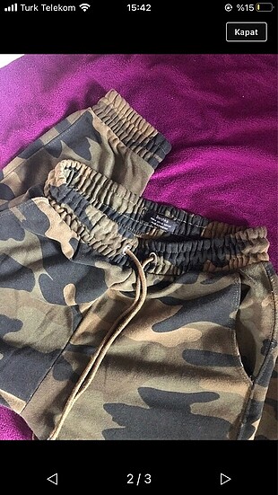 s Beden Bershka kamuflaj desenli haki jogger